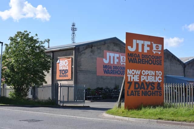 The former base of JTF Mega Discount Warehouse at Padholme Road East, Peterborough, and which could now become a base for builders merchants Selco Trade Centre.