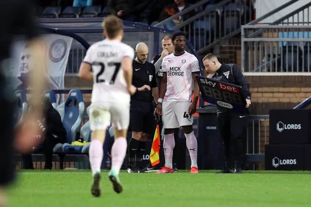 Pemi Aderoju is about to come on for his first-team debut. Photo: Joe Dent/theposh.com.