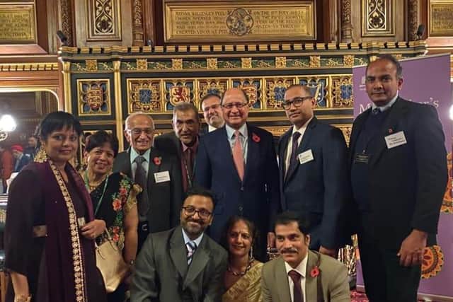 North West Cambridgeshire MP Shailesh Vara (centre) with members of Peterborough's Bharat Hindu Samaj celebrating Diwali at the House of Commons.