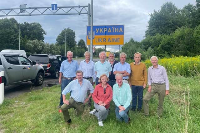 Peterborough Cathedral's Chief Operating Officer, Jan Armitage in Ukraine with fellow volunteers.