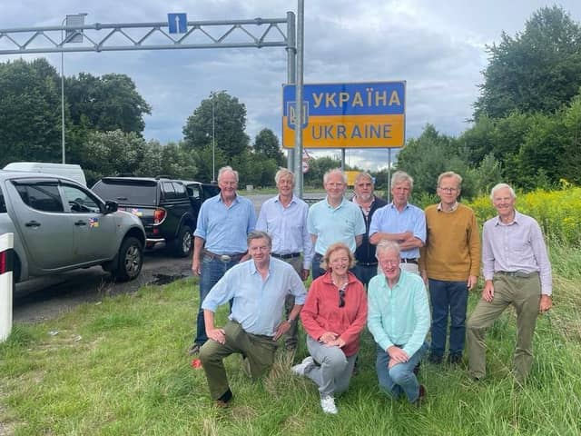 Peterborough Cathedral's Chief Operating Officer, Jan Armitage in Ukraine with fellow volunteers.