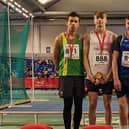 Lawson Capes on top of the podium in Sheffield.