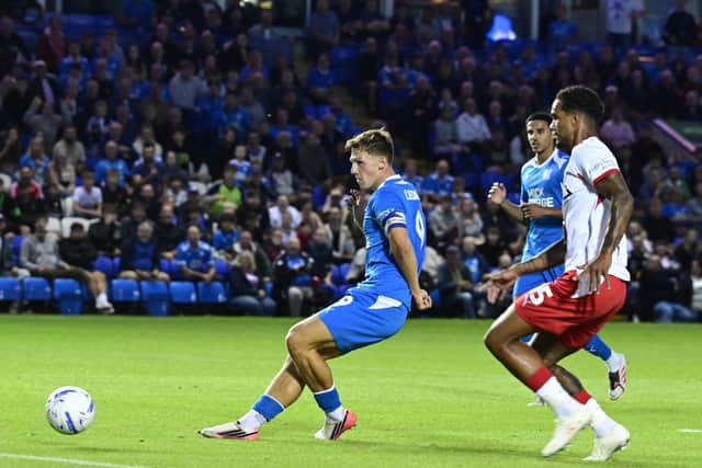 Harry Leonard should have scored for Peterborough United against Stevenage. Photo: David Lowndes.