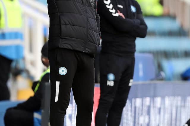 Rival managers Darren Ferguson (front) and Matt Bloomfield. Photo Joe Dent/theposh.com