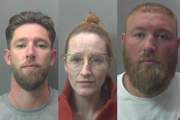 Matthew Fox, left, Jamie-Lee Fox, centre, and Alfie Smith, right.