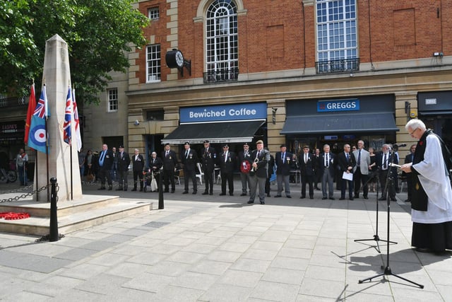 Raising of the Falklands Flag ceremony at Peterborough war memorial