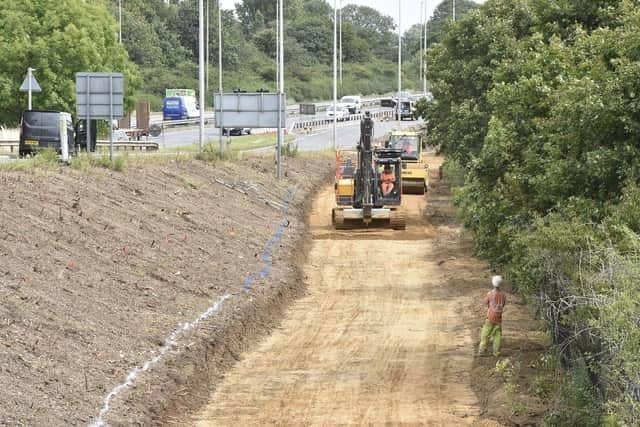 The works started on the Fletton Parkway in July
