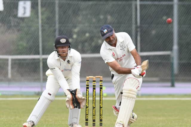 Ajaz Akhtar scored 42 for Cambs Over 50s v Lancashire. Photo: David Lowndes.