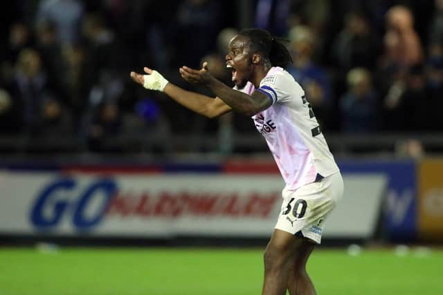 Posh skipper Peter KIoso shouts in frustration at Carlisle. Photo: Joe Dent/theposh.com.