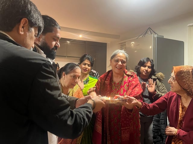 Meera Mavani, centre, hosted the visit at her home in Bretton.
