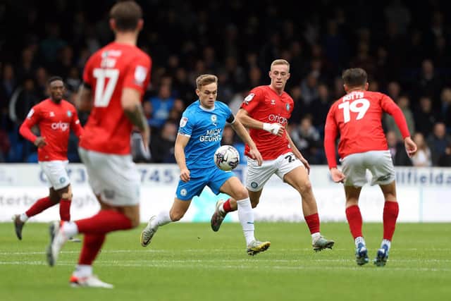 Archie Collins in action for Posh v Wycombe. Photo: Joe Dent/theposh.com.