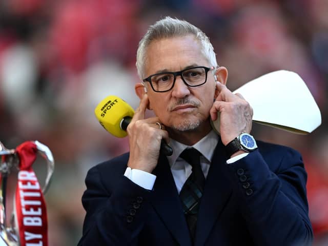 Gary Lineker at work. Photo by Shaun Botterill/Getty Images.