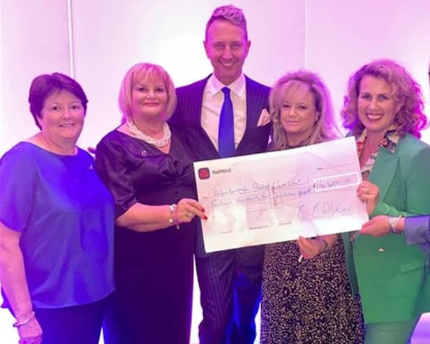 Peterborough City Hospital’s Breast Care Nurse Specialist Claire Hall, event organiser Carol Collier, dance professional Ian Waite, Buckles Solicitors Chairman Colleen Gostick, author Josie Lloyd and Anne Corder Recruitment Managing Director Nel Woolcott.