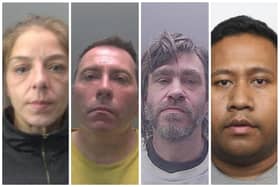 Some of the faces of crooks jailed for crimes in and around Peterborough in April 2023