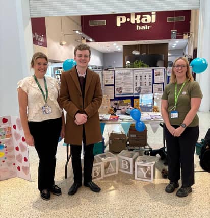 Sam Carling MP attends the baby week launch event