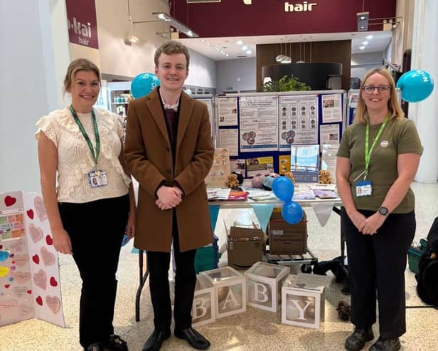 Sam Carling MP attends the baby week launch event
