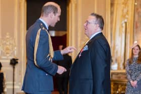 HRH Prince of Wales puts a nervous Michael Sly at ease during his MBE presentation: ‘Hi Michael - best we talk about mustard then?’