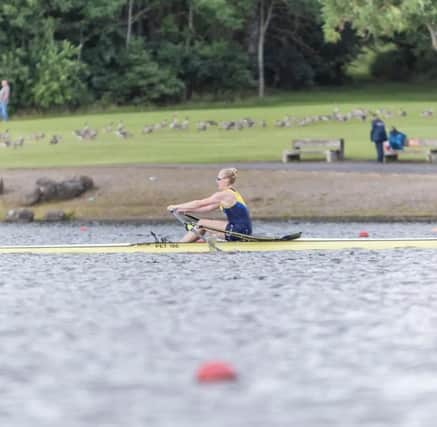 Ella Darrington on the water at the British Junior Championships.
