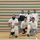 The Pak Azad CC indoor team, back left to right, Shak Hussain, Sharoz Hussain, Abdul Waris, front, Kassam Ashgar, Fardin Satari, Sai Prasad.