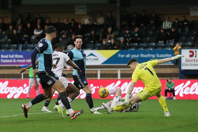 Posh score their second goal against Wycombe. Photo: Joe Dent/theposh.com.