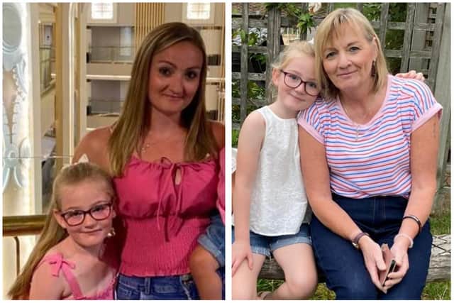Six-year-old Chloe Buddle, from Sawtry, pictured with her mum, Emily Street (left), and nan, Julie Hall (right), from Stanground