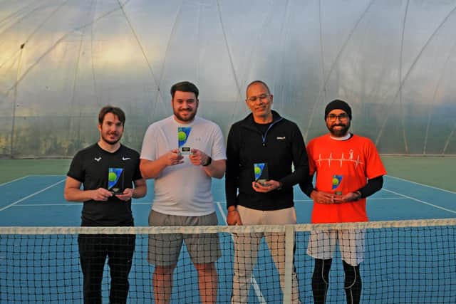 Men's doubles finalists Daniel Waite, Keelan Cochrane, Sunil Sharma and Jaspreet Bhalia.