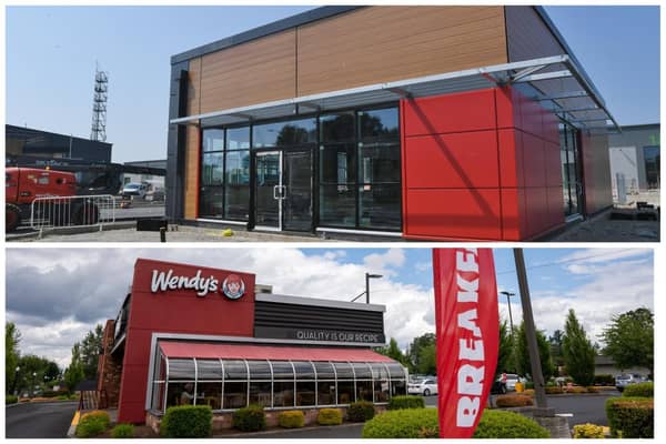 Top: Wendy's at Maskew Avenue in Peterborough, which is being fitted out and is expected to open towards the end of the year; below:  how Wendy's is likely to look once works are completed.