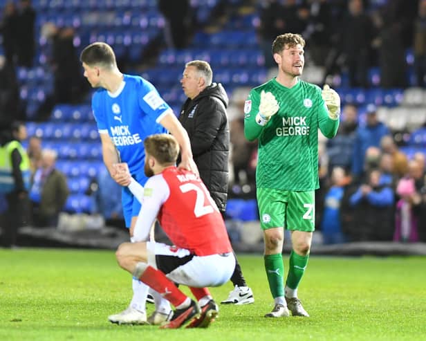 Posh goalkeeper Jed Steer after the win over Fleetwood. Photo David Lowndes.