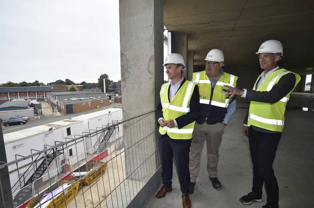 Shadow Secretary of State for Science and Technology Peter Kyle, right, at Peterborough College's Centre for Green Technology, with Andrew Pakes, Labour’s candidate for Peterborough, left, and the centre's project lead Roger Bancroft