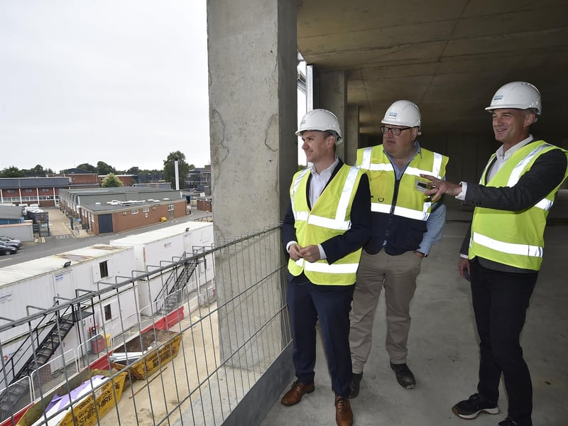 Shadow Secretary of State for Science and Technology Peter Kyle, right, at Peterborough College's Centre for Green Technology, with Andrew Pakes, Labour’s candidate for Peterborough, left, and the centre's project lead Roger Bancroft