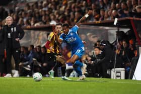 Owura Edwards in action for Peterborough United against Bradford. Photo: Joe Dent.