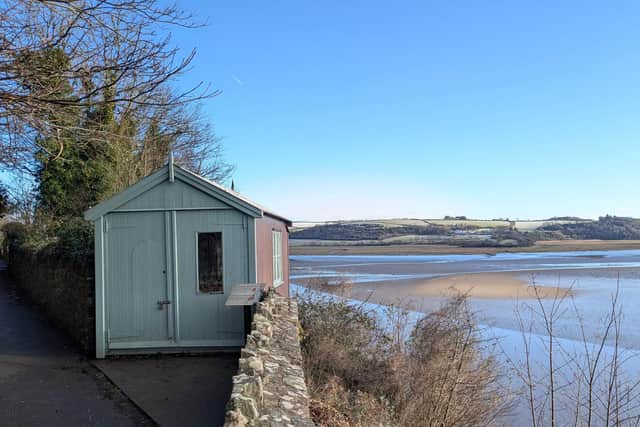 Dylan Thomas writing shed on Laugharne cliffs