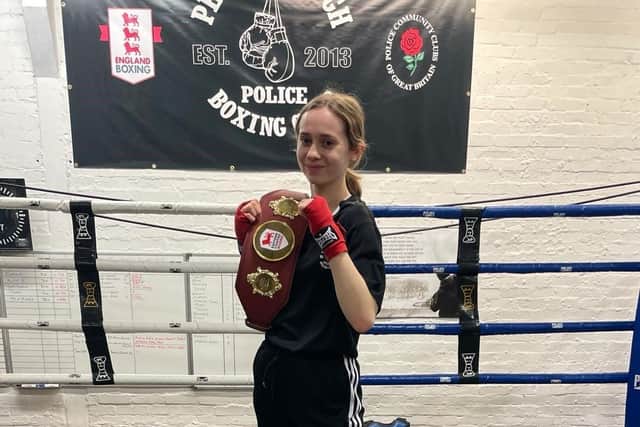 Emily Anderson with her Eastern Counties belt.