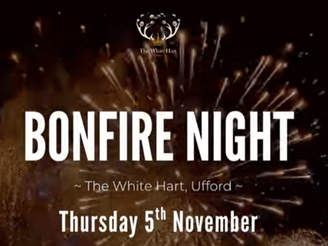Returning for another year on Thursday, November 5, Bonfire Night at The White Hart in Ufford will feature a spectacular professional fireworks display from Electrify Pyrotechnics⁠, plus a fire dancer, sparklers for sale, food stalls and outdoor bar. Adult tickets are priced at £10, with two free under-14 tickets with every paying adult.
