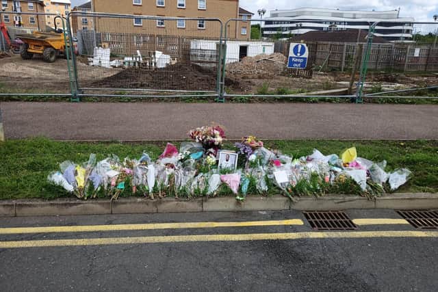 More floral tributes have been placed at the roadside near Waterside Campus this week.