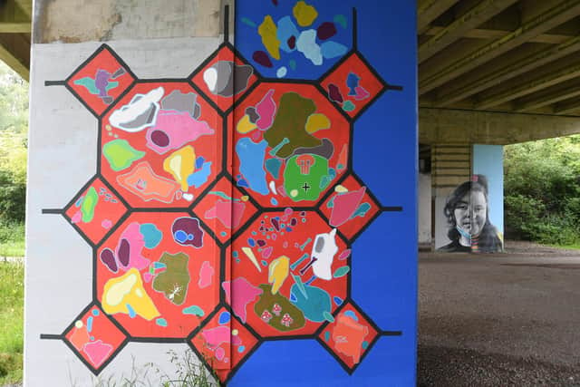 One of the pieces located under the Nene Park Bridge