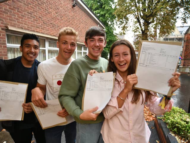 Students from schools across Peterborough celebrate their success on GCSE results day