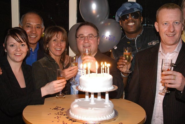 2nd Birthday celebration at Faith Nightclub on Geneva Street in 2005 - (l-r) Zara Smalley, Ricky Heppolette, Isabella Caruso, Wayne Fitzgerald, Eddie Nash, AND Dave Keetley,