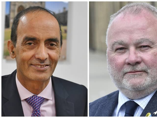 From left, Peterborough City Council leader Cllr Mohammed Farooq and Cllr Wayne Fitzgerald, leader of Peterborough City Council's Conservative group