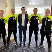 Select Group 2 referees pictured with Leukaemia Care CEO.