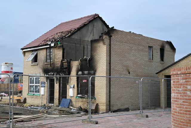 The remains of one of the houses on Sheerness Way.