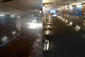 Flooding reported at the underpass under the Nene Parkway in Peterborough.