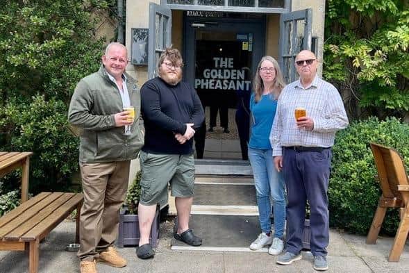 Pictured at The Golden Pheasant, Etton, are (from left) Gav Kennedy, Max and Suzanne Warren, and Martin Brook.