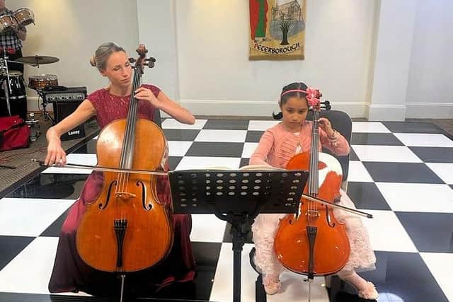 Cello players at the gala dinner in Peterborough.