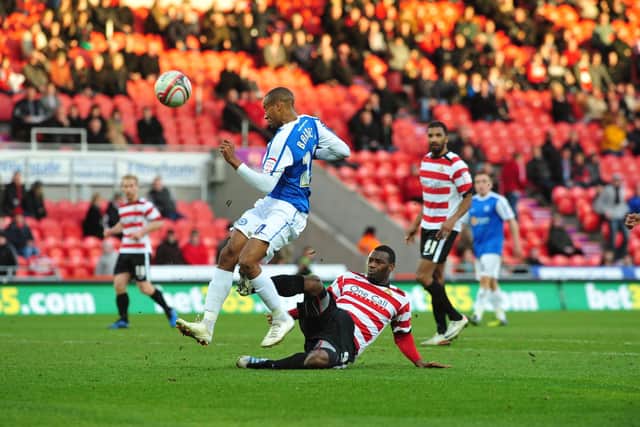 Tyrone Barnett in action on his debut for Posh at Doncaster. Photo: David Lowndes.