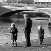 1981 - the sisters with grandad at the Embankment