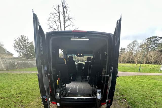 The ramp at the rear of the new taxi in service with Passenger Assist Cambs which is aimed at people with disabilities.