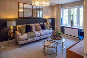 The living room of Bellway’s Arkwright showhome – one of two showhomes launched at Primrose Grove