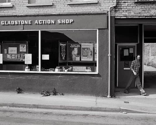 Tony outside the shop in the 1980 photo taken by Chris