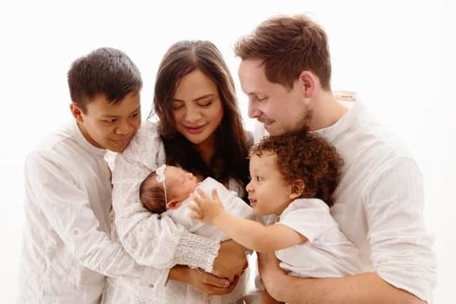 Mauricee and Sam Bravo-Hibberd with their children Theo, Gariel and Alejandria